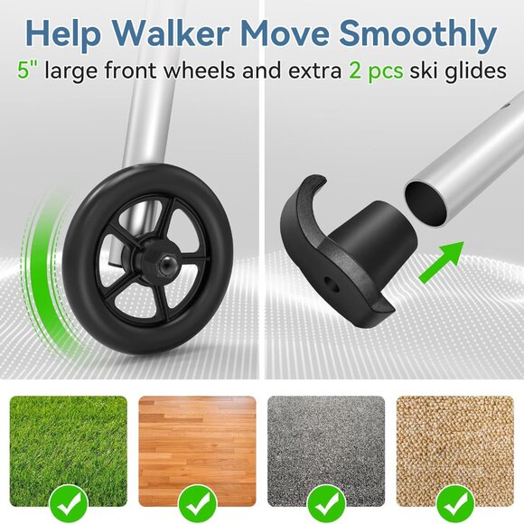 Folding Walker with Basket and Glide Skis - Picture 4 of 6